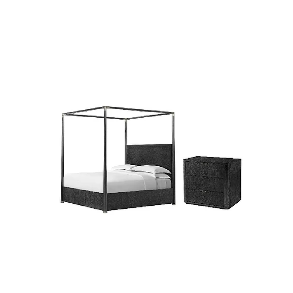 Theodore Alexander Kesden 2pc Kesden Poster Bedroom Set in Silent Black