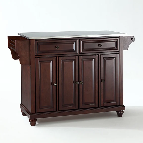 Crosley Cambridge Stainless Steel Top Full Size Kitchen Island/Cart in Mahogany KF30002DMA