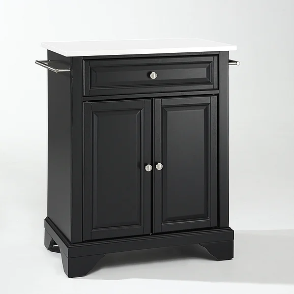 Crosley Lafayette Stone Top Portable Kitchen Island/Cart in Black KF30020BBK