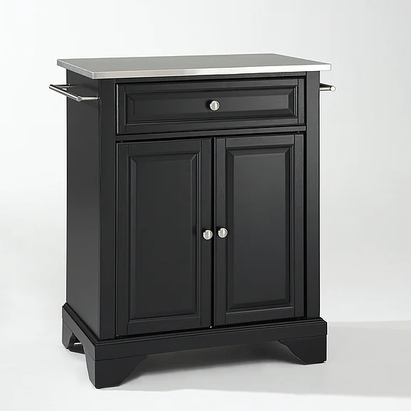 Crosley Lafayette Stainless Steel Top Portable Kitchen Island/Cart in Black KF30022BBK