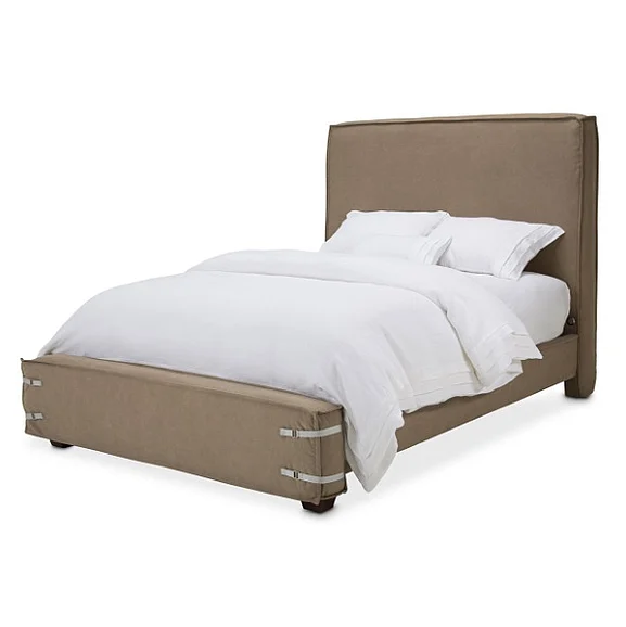 AICO Furniture Penninsula Queen Upholstered Bed in Khaki KIA-PENNQN-KHK