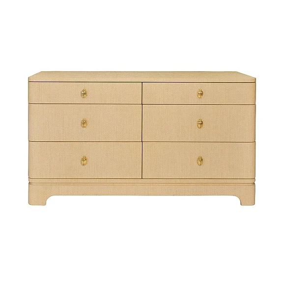 Worlds Away Six Drawer Rounded Edge Chest in Natural Grasscloth KILMER NAT