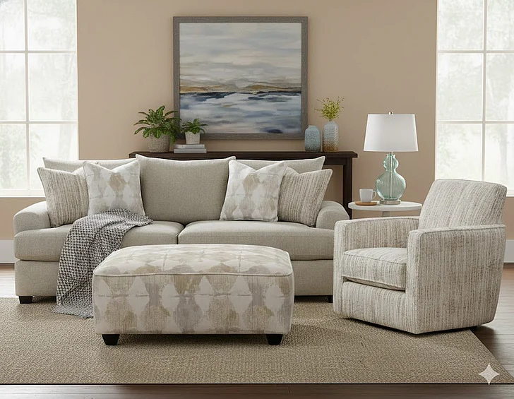 Southern Motion Kittery Dove 3502 2pc Sofa Living Room Set in Beige