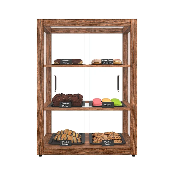KoolMore 21 in. Artisan Wooden Bakery Display Upright Case, 3.5 cu. ft., Dark Wood in Dark ash wood color KMBDW25D