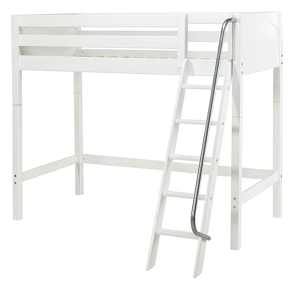 Maxtrix Bare Bone High Loft (2 x LOW) Panel Bedroom Set in White (Angle Ladder)