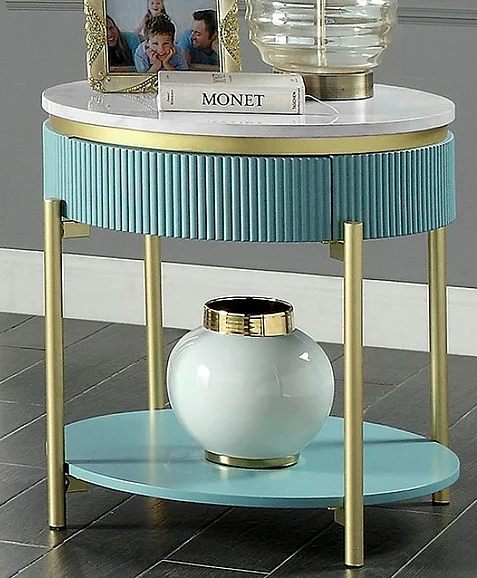 Furniture of America Koblenz End Table in Light Teal CM4412GR-E