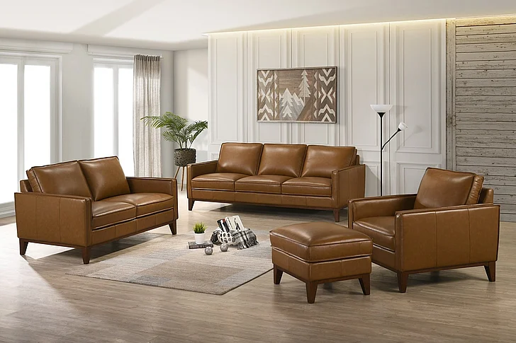 New Classic Caspar Leather 2pc Living Room Set in Brown