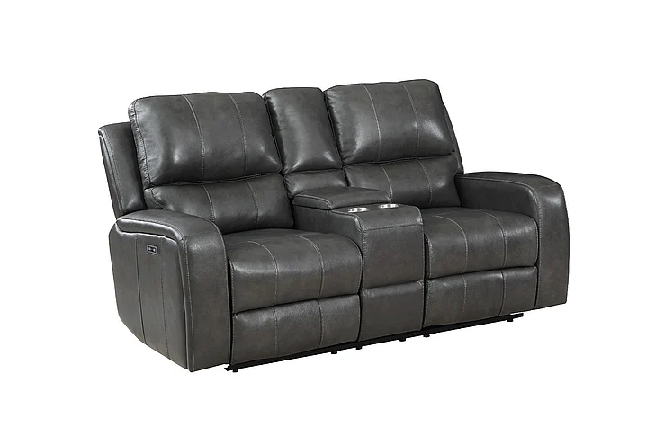 New Classic Furniture Linton Console Loveseat with Power Footrest in Gray L1721-25P1-DGR PROMO