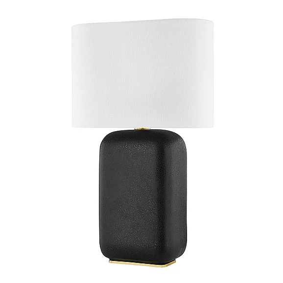 Hudson Valley Lighting Arthur Table Lamp in Aged Brass w/ Ceramic Black Lava L1919-AGB/CBV
