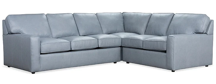 Stone & Leigh Leigh 3pc Leather Sectional Set in Light Blue CUSTOM ITEM