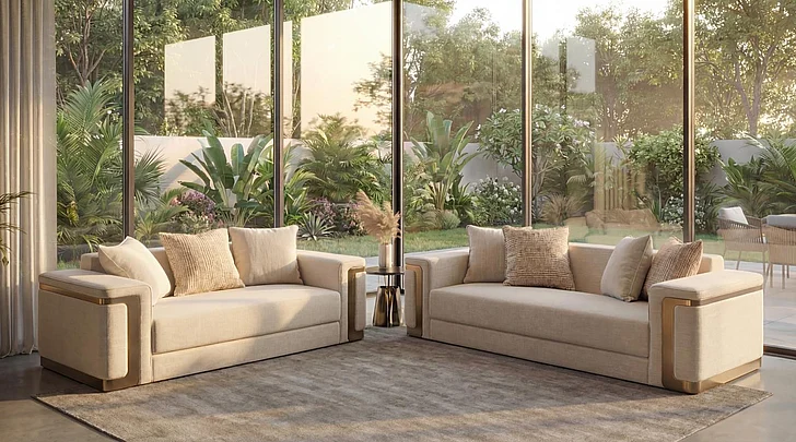 Massa Gallery New York 2pc Living Room Set in Cream