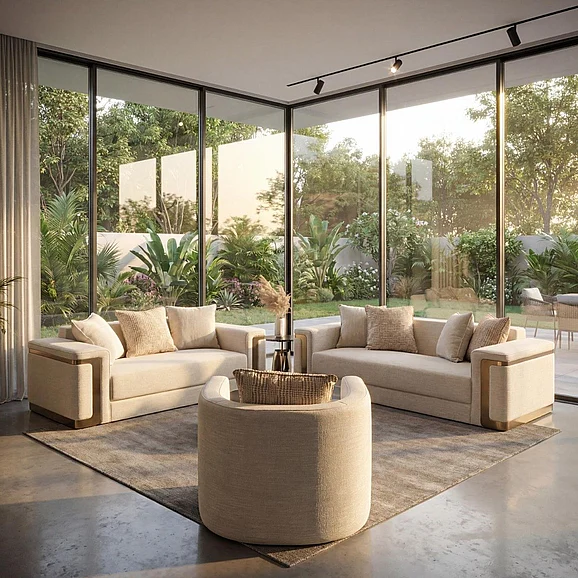 Massa Gallery New York 3pc Living Room Set in Cream