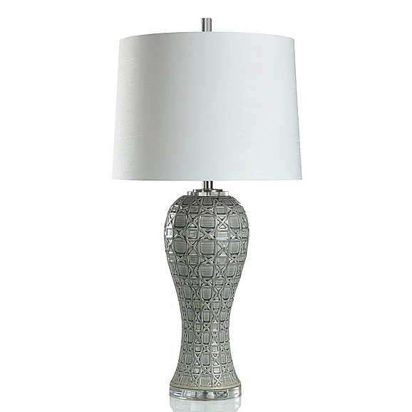 StyleCraft Grey Whisper Ceramic Table Lamp with Metal & Clear Acrylic L332048