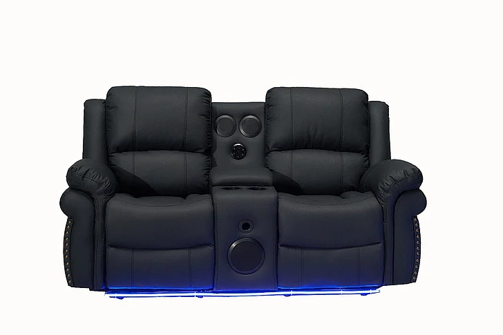 Massa Gallery Cesar Reclining Love Seat in Black L430-2