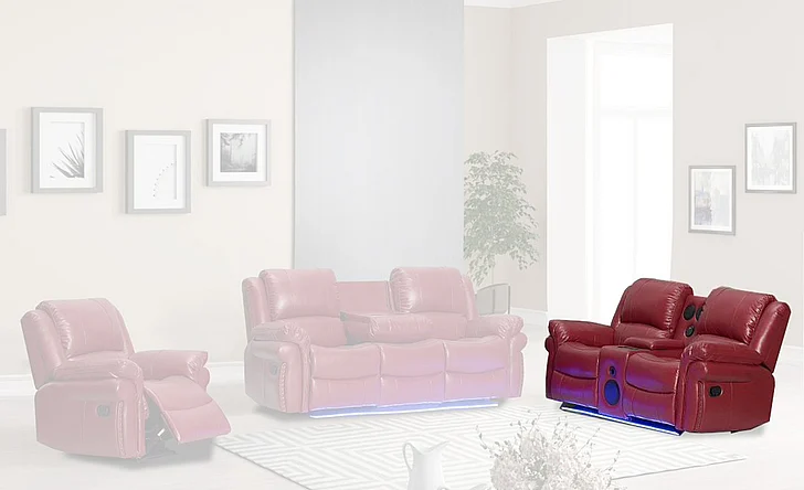 Massa Gallery Cesar Reclining Love Seat in Red L434-2