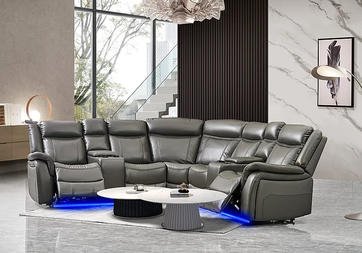 Massa Gallery Jay 3pc Sectional Living Room Set in Grey