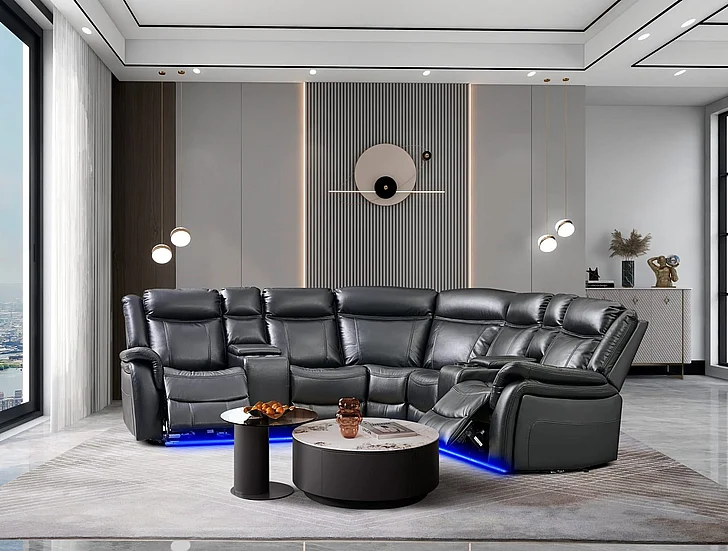 Massa Gallery Jay 3pc Sectional Living Room Set in Black
