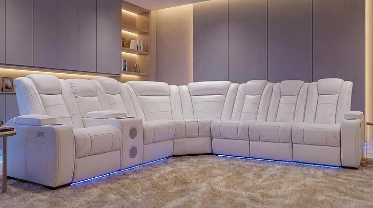 Massa Gallery Zachary Power Reclining Sectional in White L469-Sectional