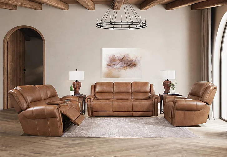 Corinthian MSL68006 Cordoba 2pc Reclining Living Room Set in Cognac