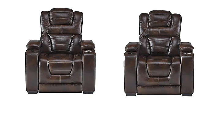 Corinthian Luke Power Headrest Recliner in Manhattan-Brown FGCL73901-19HR(Set of 2)