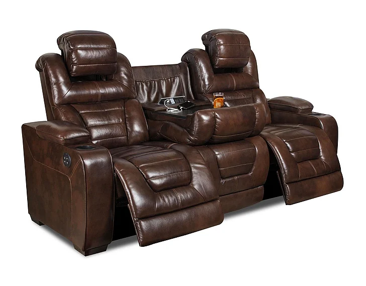 Corinthian Luke Pwr Headrest Rec Console Love in Manhattan-Brown FGCL73901-49HR