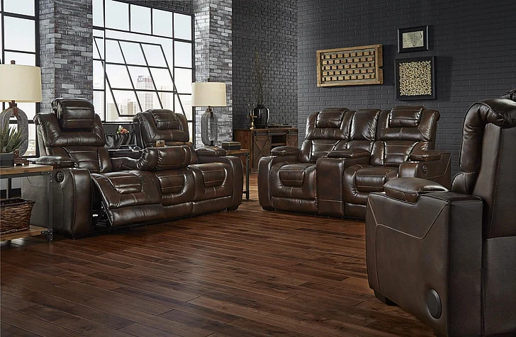Corinthian MSL73901 Luke 2pc Motion Living Room Set in Brown
