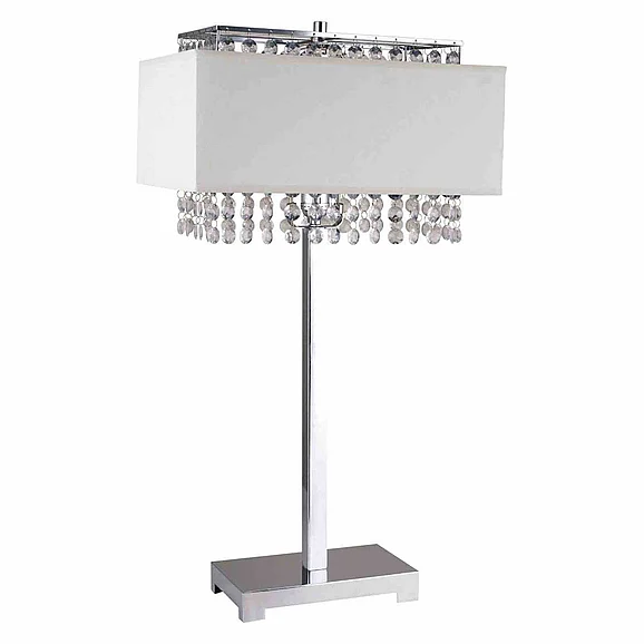 Furniture of America Naya Table Lamp in White in Hanging Crystal L7733WH