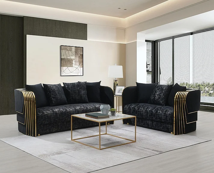 Massa Gallery Alonso 2pc Living Room Set in Black