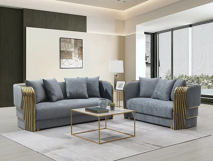 Massa Gallery Alonso 2pc Living Room Set in Grey