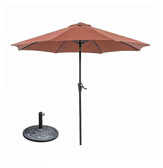 Furniture of America Tano 9' Outdoor Umbrella in Red+ Base LA-A010RD+BASE