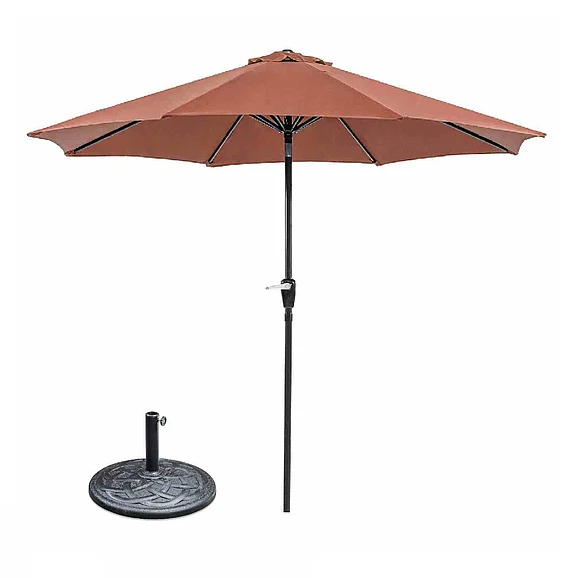 Furniture of America Soli 9' Outdoor Umbrella in Red + Base LA-A009RD+BASE