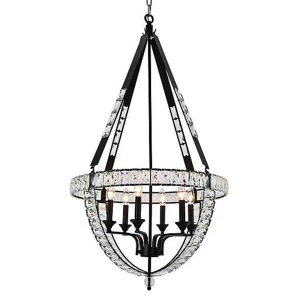 Bethel Matte Black Basket Frame Chandelier LA17C24BLK