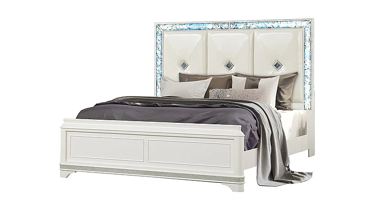 Galaxy Home Laguna Queen Panel Bed in White 601955555098