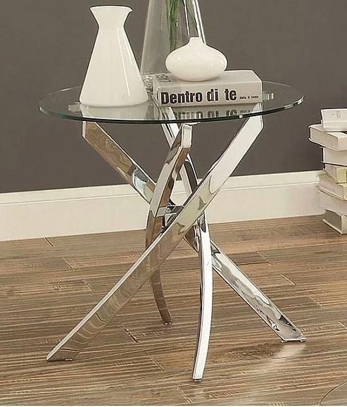 Furniture of America Laila End Table in Chrome CM4241E