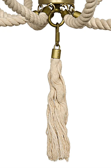 Noir Furniture Alec Chandelier, Antique Brass and Rope LAMP384MB CLOSEOUT