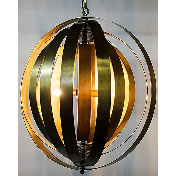 Noir Furniture Tournant Pendant, Antique Brass LAMP418MB CLOSEOUT