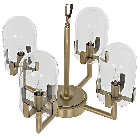 Noir Furniture Bistro Chandelier, Antique Brass LAMP735MB CLOSEOUT
