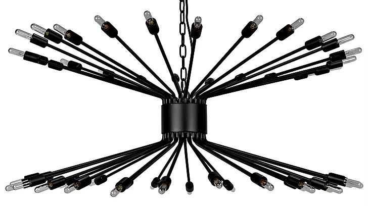 Noir Furniture Lampberto Chandelier, Black Steel LAMP775MTB CLOSEOUT