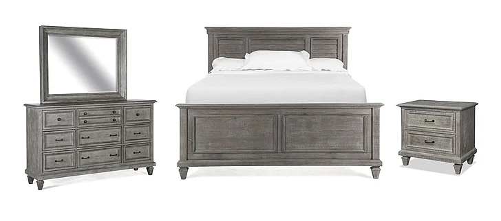 Magnussen Furniture Lancaster 4-Piece Shutter Panel Bedroom Set in Dove Tail Grey