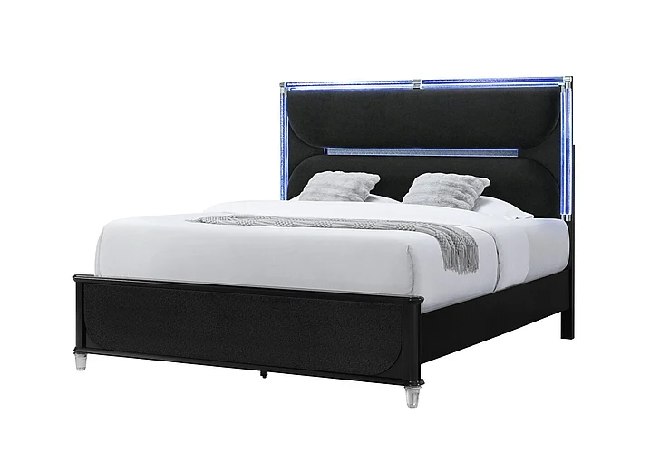 Global Furniture Lando King Bed w/ LED in Black LANDO-BLACK-KB