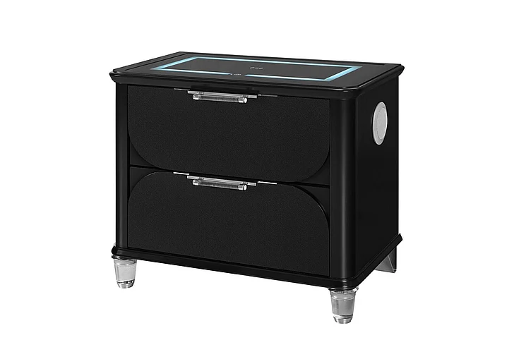 Global Furniture Lando Nightstand w/ Speaker in Black LANDO-BLACK-NS W/SPKR & WC