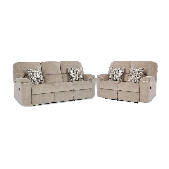 Motion Ease Langford Manual 2pc Reclining Living Room Set in Beach