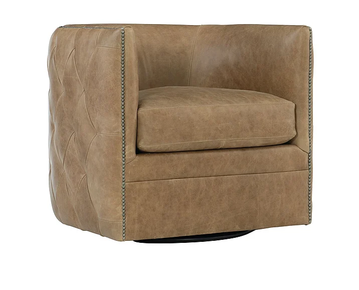 Bernhardt Upholstery Palazzo Leather Swivel Chair 212SLO (Featured Way) CUSTOM ITEM