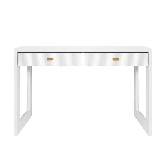 Worlds Away Larkin Two Drawer Desk in Matte White Lacquer LARKIN WH