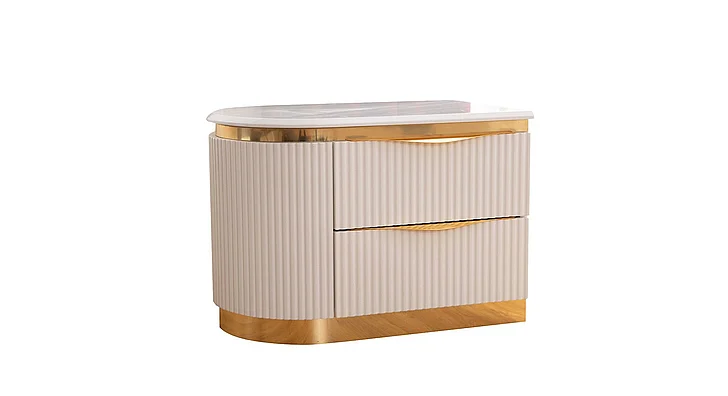 Galaxy Home Laura Gold Detailed Left Nightstand 698781360637