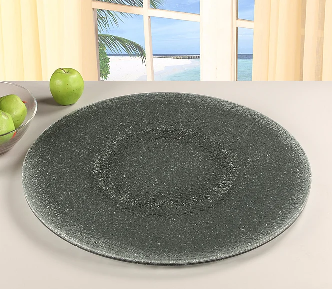 Chintaly Lazy Susan Sandwich Glass Lazy Susan 24" in Gray Tinted LAZY-SUSAN-24SG