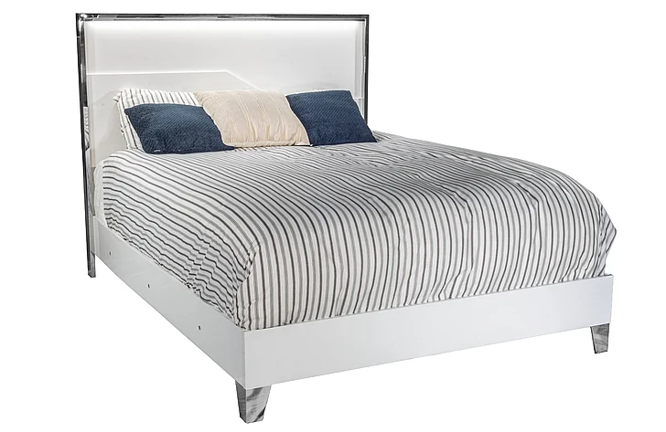MODERNhome Metallica LED Queen Bed in White Gloss