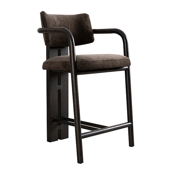 Armen Living Aaliyah Espresso Upholstered 26 In. Counter Stool with Brindle Brown Seat (Set of 2) LCAABAESBD262PC