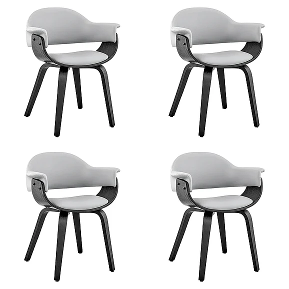 Armen Living Adalyn Gray Faux Leather and Black Dining Accent Chair (Set of 4) LCADCHBLGR4PC