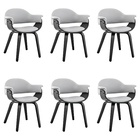 Armen Living Adalyn Gray Faux Leather and Black Dining Accent Chair (Set of 6) LCADCHBLGR6PC